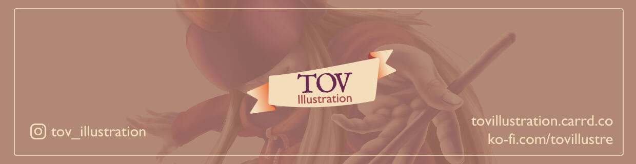 Logo tov illustration bannière pinceau stylet art traditionnel et digital painting